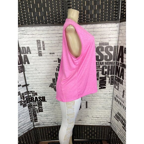 Avia Plus XL Pink Heather Crew Neck Moisture Wicking Muscle Tank Top - Picture 2 of 5